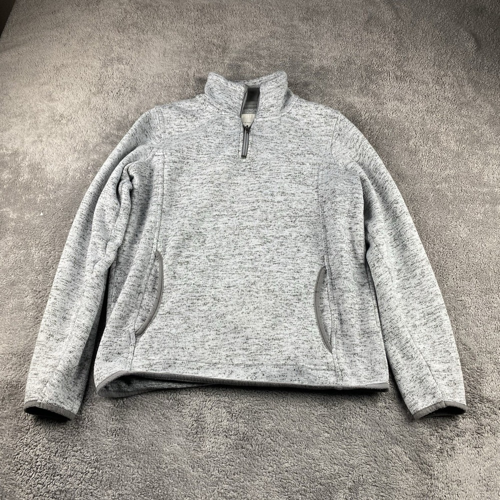 Thread +‎ Supply Quarter Zip Mock Neck Sweater Womens Small Gray Long Sleeve